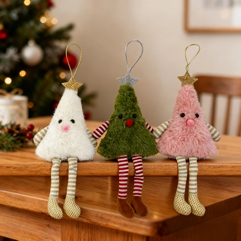 Weihnachtsbaum Plüschpuppen Anhänger Mit Langen Beinen Und Pailletten Stern Festliche Dekoration Für Feiertag Party Zuhause