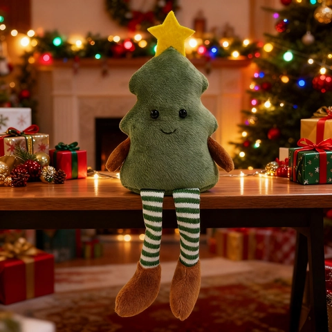 Bambola di Peluche di Natale Stella Albero di Natale Ornamento Appeso Morbido Giocattolo Farcito Casa Festa Desktop Decorazione Gamba Lunga Figura Regalo