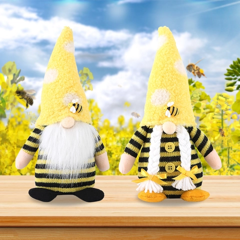 Gnomo di Carnevale dell'Ape Nana Senza Volto Decorazione in Tessuto a Maglia a Strisce Peluche Ornamento per la Casa di Primavera Regalo per Feste