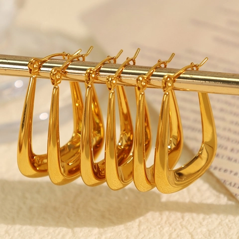 Minimalistische U-Förmige Edelstahl Ohrringe Für Damen Vergoldet Geometrisch Strukturierte Kleine Huggie Ohrringe Mode Schmuck Geschenk