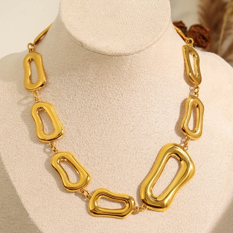 Collana Bracciale Orecchini in Acciaio Inossidabile Catena Grossa da Donna Gioielli Minimalisti Geometrici Irregolari