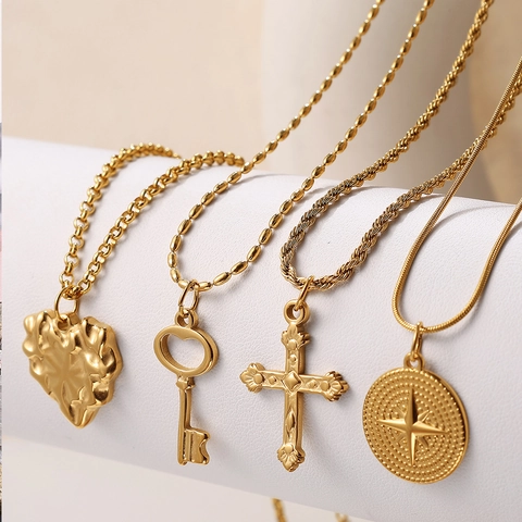 Vintage 18K Vergoldet Edelstahl Anhänger Herz Schmetterling Sonne Böser Blick Charms Für Schmuckherstellung DIY Geschenk