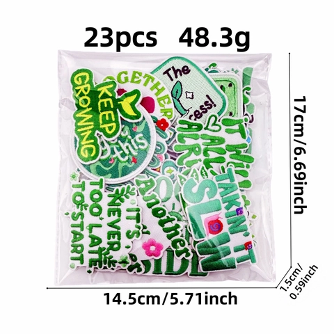 Grüne Polyester Stickaufnäher Zum Aufbügeln Für Kleidung Tasche Dekorative Blumen Schnecke Muster Zitat Patch Zubehör