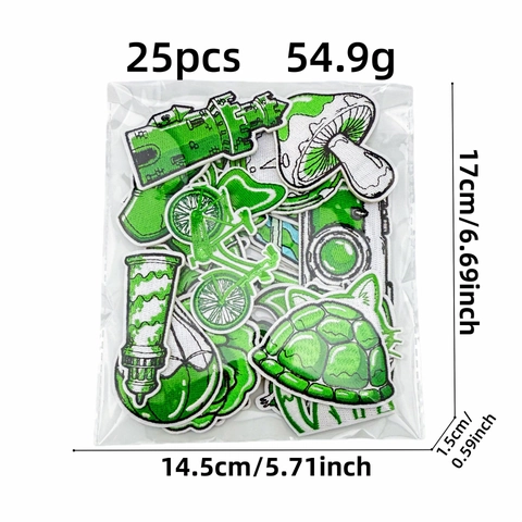 Toppe Ricamate Cartone Animato Verde per Vestiti Borse Distintivi Decorativi Fai da Te Animale Pianta Fungo da Stirare Cucire Toppe Applicate Ricamate