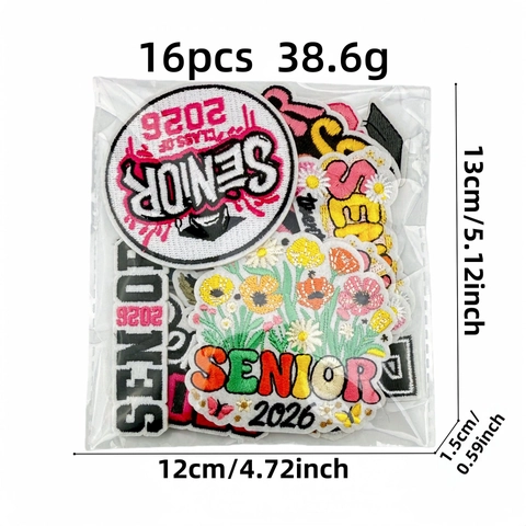 Senior 2026 Graduation Embroidery Patches Iron On Applique Senior Class Of 2026 Decorative Patches For Clothing Bags DIY Graduation Decor
