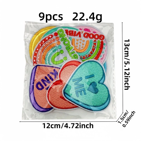 Bunte Regenbogen Herz Bestickte Aufnäher Inspirierende Zitate Bügelbilder Für Kleidung DIY Tasche Dekoration Sortiment