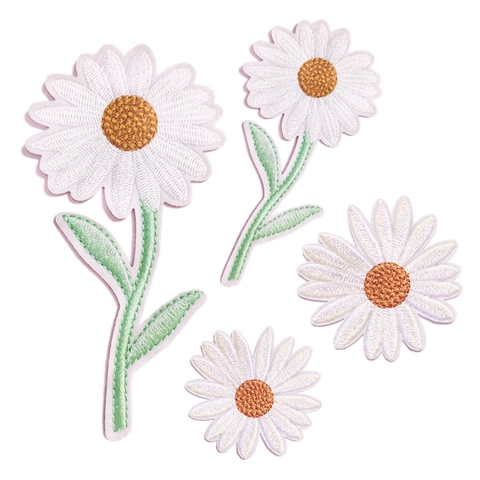 Madeliefje Borduurpatch Opstrijken Naaien Geborduurde Applicatie Voor Kleding Tas DIY Decor Wit Geel Floral Patch