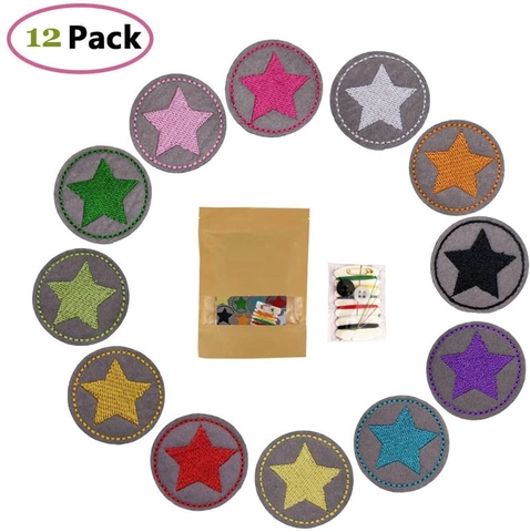 Star Embroidered Patches Polyester Felt Cloth Stickers Iron-on Decorative Applique For Clothing Shoes Bags DIY Accessories