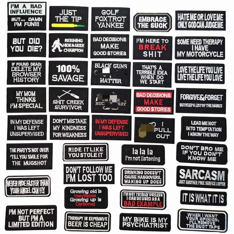 Geborduurde Alfabet Letters Slogan Patches Voor Kleding Strijkbadges Rechthoekig Tactisch Decoratieve Stoffen Applicatie