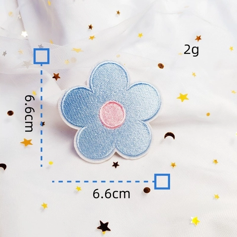 Macaron Color Flower Embroidery Patch Polyester Floral DIY Applique For Clothing Accessories Phone Case Decoration Iron On Patch