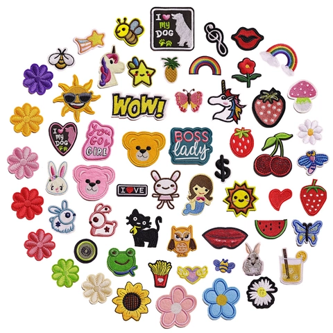 Toppe Ricamate a Cartoni Animati Per Abbigliamento Bambini Fai Da Te Toppe Decorative Stirabili Per Borse Cappelli Scarpe Animale Frutta Fiore Lettera