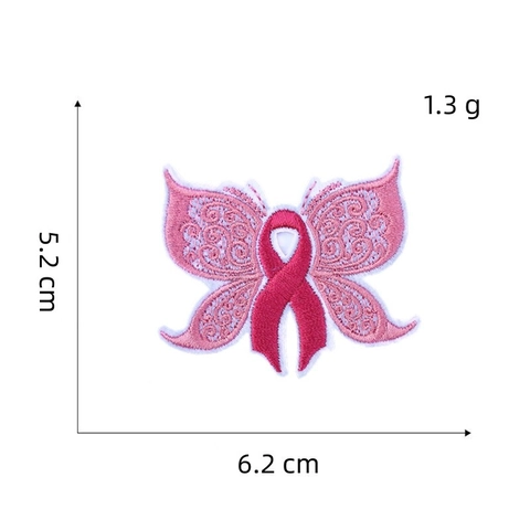 Toppa Ricamata Nastro Rosa Consapevolezza Tumore al Seno Cuore Farfalla Colomba Silhouette Donna Applique Decorativa per Riparazione Abbigliamento Fai da Te