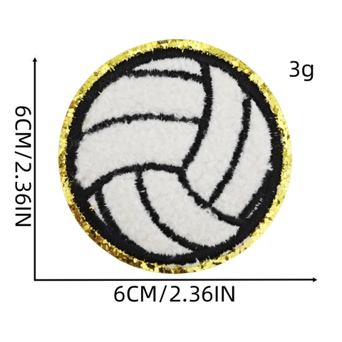 Chenille Sports Ball Embroidered Patches Sports Theme Iron On Patch With Glitter Border For Clothing Bag Decoration
