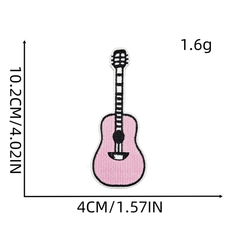 Embroidered Guitar Iron On Patches Musical Instrument Decorative Applique For Clothing DIY Sewing Repair Multi Color Set