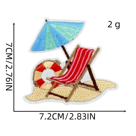 Hawaii Zomer Thema Geborduurde Patches Voor Kleding Cartoon Kokosnootboom Flamingo Opstrijkbare Patches Tropische Party DIY Decoratie Kledingaccessoire