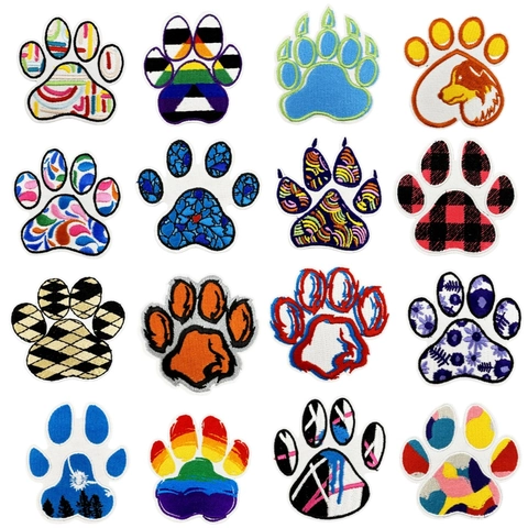 Dierenpoot Borduurwerk Patches Veelkleurige Cartoon Hond Kat Poten Opstrijkbaar Voor Kleding Tassen DIY Decoratieve Reparatie Appliques