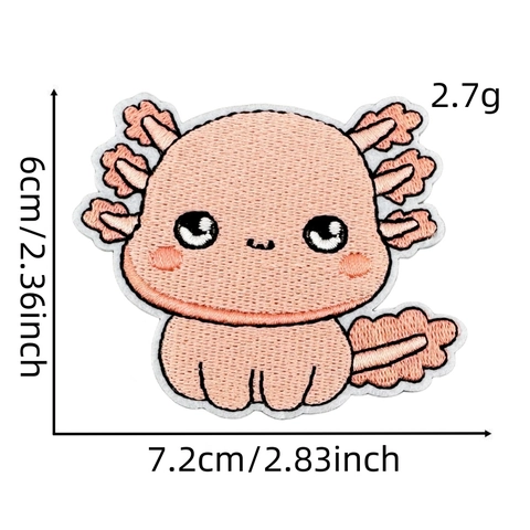 Süße Rosa Axolotl Bestickte Aufnäher Zum Aufbügeln Aufnähen Tier Applikation Für Kleidung Taschen DIY Deko Zubehör