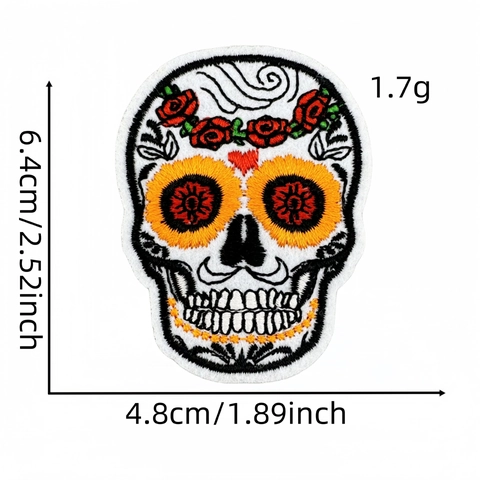Patch Ricamate Messicane Per Il Giorno Dei Morti Teschio Rosa Stile Punk Da Stirare Cucire Riparazione Abbigliamento Toppe Decorative