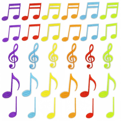Musical Note Embroidery Patches Polyester Thread Iron On Appliques For Clothing DIY Decorative Music Symbol Sew On Badges