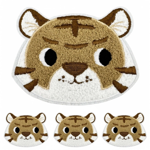 Toppa Ricamata Testa Di Tigre In Ciniglia Da Stirare DIY Distintivo Animale Per Vestiti Maglione Felpa Giacca Arredamento