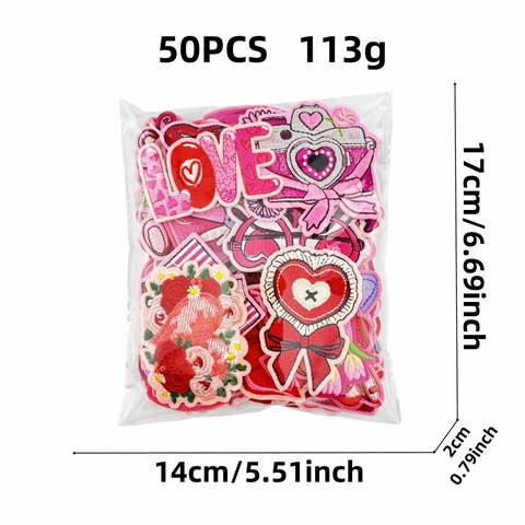 Valentine's Day Embroidery Patches Heart Gnome Lips Letter Iron On Applique For Clothing Backpack Luggage Hat DIY Decoration