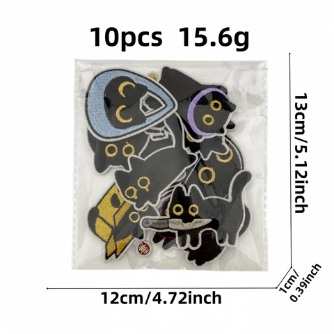 Schattige Zwarte Kat Geborduurde Patches Grappige Dieren Strijkpatches Voor Kleding Decoratie DIY Kleding Naai-accessoires