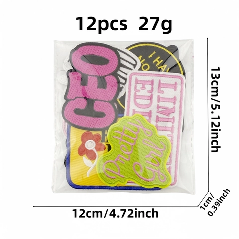 Polyester Embroidered Patches For Clothing Cartoon Letter Slogan Iron On Sew On Decorative Badge Applique DIY Accessories