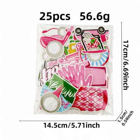 Roze Golf Thema Borduurwerk Patches Polyester Draad Opstrijkbare Decoratieve Badges Voor Kleding Tassen Hoeden Sport Applicatie