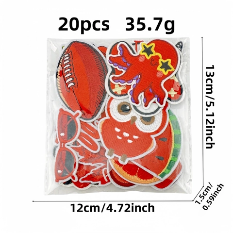 Red Series Embroidery Patches Set Fruit Flower Animal Iron On Patches For Clothing DIY Sew On Appliques For Jackets Backpacks