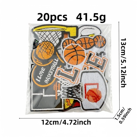 Toppe Ricamate Basket da Stirare o Cucire Stemmi Applicati a Tema Sportivo per Abbigliamento Borse DIY Decor Maglia Canestro MVP Modelli a Cuore