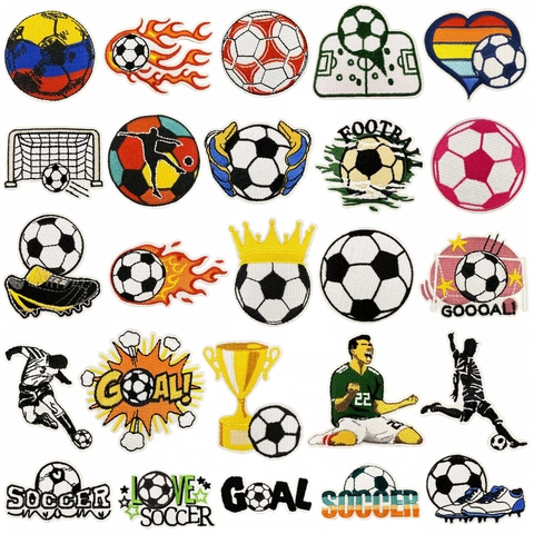 Fußball Bestickte Patches Aufbügeln Fußball Thema Dekorative Patches Für Kleidung Rucksack DIY Applikation