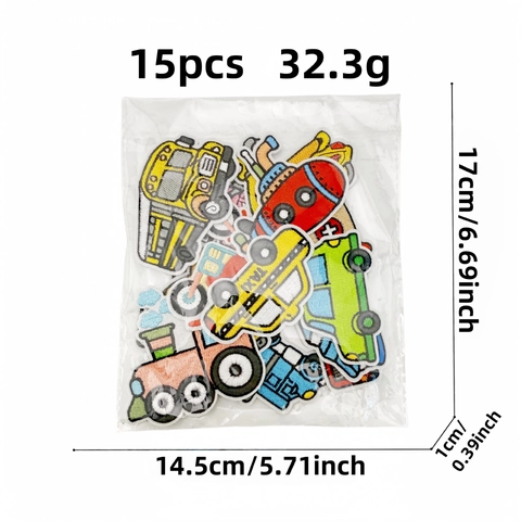 Toppe Ricamate per Veicoli in Cartone Animato Applicazioni da Stirare Distintivi Decorativi in Poliestere per Vestiti Fai da Te