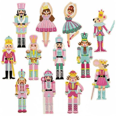Toppe Ricamate Schiaccianoci Soldato Ballerina Re Topo Da Stirare Applicazioni Per Abbigliamento Bambini Borse Decorazione DIY