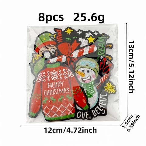 Christmas Embroidered Patches Polyester Thread Cartoon Santa Claus Snowman Gingerbread Man Iron On Appliques For Clothing