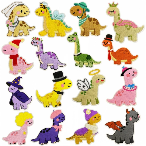 Cartoon Dinosaurier Bestickte Aufnäher Polyester Tier Aufbügler Für Kinderkleidung Rucksack DIY Dekoration Geschenk