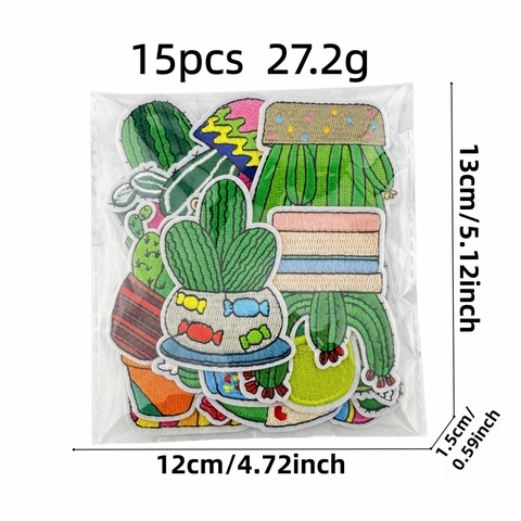 Cactus Potted Plant Embroidered Patches Cute Succulent Decoration For Clothing Bags Iron On Applique DIY Sew Patch Flower