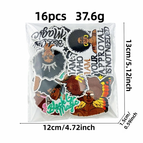 Black Girl Magic Écussons Brodés pour Vêtements Femme Afro Papillon Coeur Écussons Thermocollants Appliques Motivationnelles pour Décoration DIY