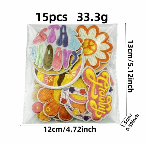 Bohemian Cartoon Embroidered Patches Polyester Flower Rainbow Butterfly Iron On Sew On Patches For Clothing DIY Decoration