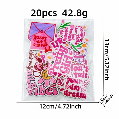 Toppe Ricamate in Inglese Rosa Carino Frasi Ispiratrici Cartoni Animati Applicazioni Decorative Stirabili per Vestiti Zaino Fai Da Te