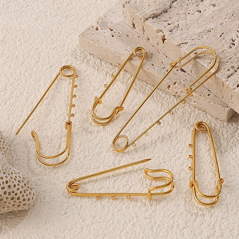 Spilla da Balia Grande in Acciaio Inossidabile Con Ciondoli a Forma di Pesce Cuore e Künstliche Perle Barocche per Donna