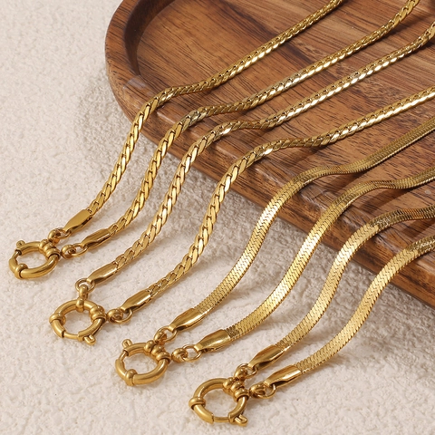 Vintage Roestvrij Stalen 18K Vergulde Halsketting Voor Dames Eenvoudige Ketting Strass Hart OT-sluiting Mode Sieraden Cadeau