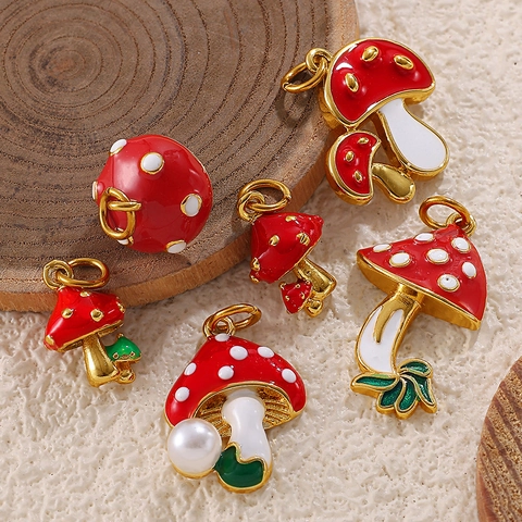 Simpatici Ciondoli in Rame Smaltato a Forma di Frutta e Verdura Fungo Peperoncino Mais Accessori per Creazione Gioielli DIY