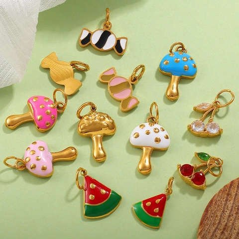 18K Gold Plated Stainless Steel Ceramic Fish Pendant Cute DIY Jewelry Accessories Dripping Oil Enamel Zirconia Charms For Jewelry Making