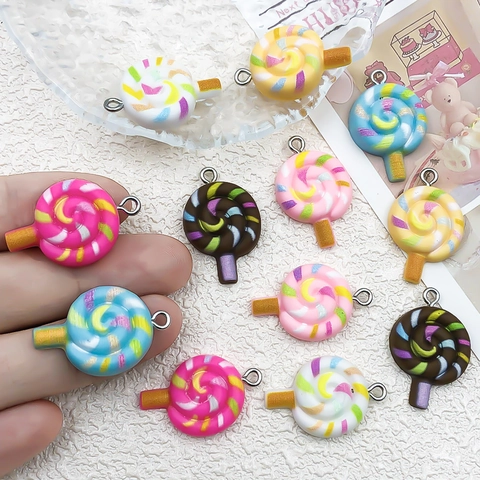 Resin Lollipop Ice Cream Charms DIY Jewelry Making Accessories Colorful Candy Pendants For Necklace Bracelet Earring Crafts