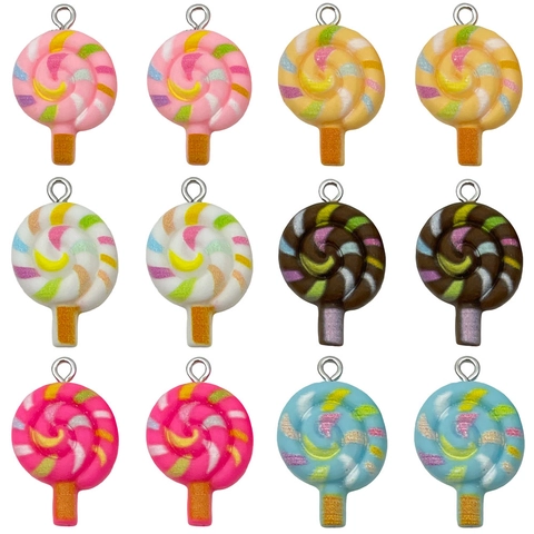 Resin Lollipop Ice Cream Charms DIY Jewelry Making Accessories Colorful Candy Pendants For Necklace Bracelet Earring Crafts
