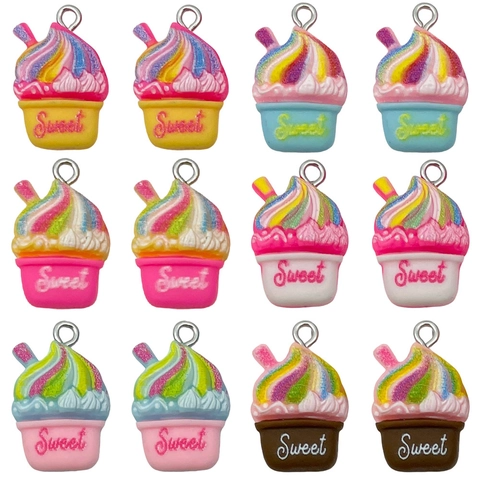 DIY Resin Dessert Pendant Set Cartoon Ice Cream Cake Milkshake Charms For Earrings Bracelet Keychain Making Jewelry Craft Accessory