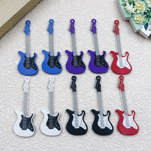 Acrylic Double Sided Printed Guitar Charms Musical Instrument Pendants For DIY Jewelry Making Bracelet Necklace Keychain Accessories