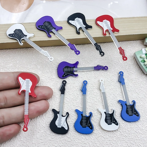Acrylic Double Sided Printed Guitar Charms Musical Instrument Pendants For DIY Jewelry Making Bracelet Necklace Keychain Accessories