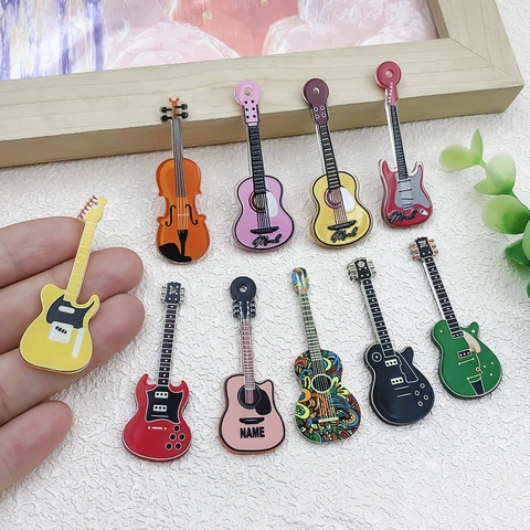 Acrylic Vintage Musical Guitar Instrument Charms Pendants Double Sided Print Musical Accessory DIY Jewelry Making Keychain Pendant