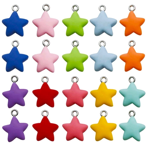 Colgantes de Estrella de Resina Esmerilada Con Bucle de Metal Multicolor Color Caramelo Accesorios de Joyería DIY Para Llaveros